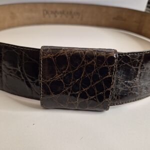 Donna Karan Vintage Brown Crocodile Belt. 1.75 Inch Wide